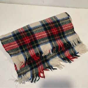 RODLINOCH Stewart Tartan 100% New Lambswool Scarf Scotland Cream Blue Red Plaid